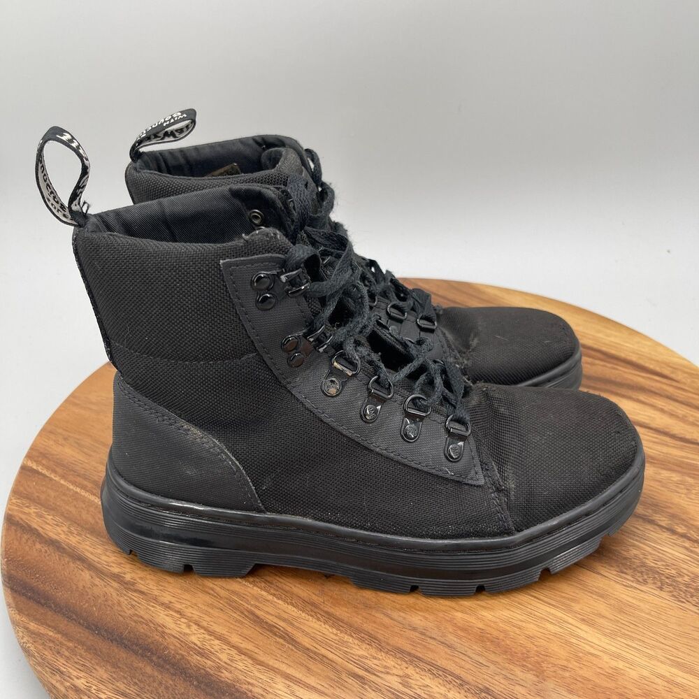 Dr Martens Combs W Boots Womens Size 8 Air Wair Black Lace Up Combat Ankle Shoes